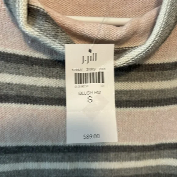 Light pink stripes grey lite weight sweater from J Jill. - Picture 4 of 4
